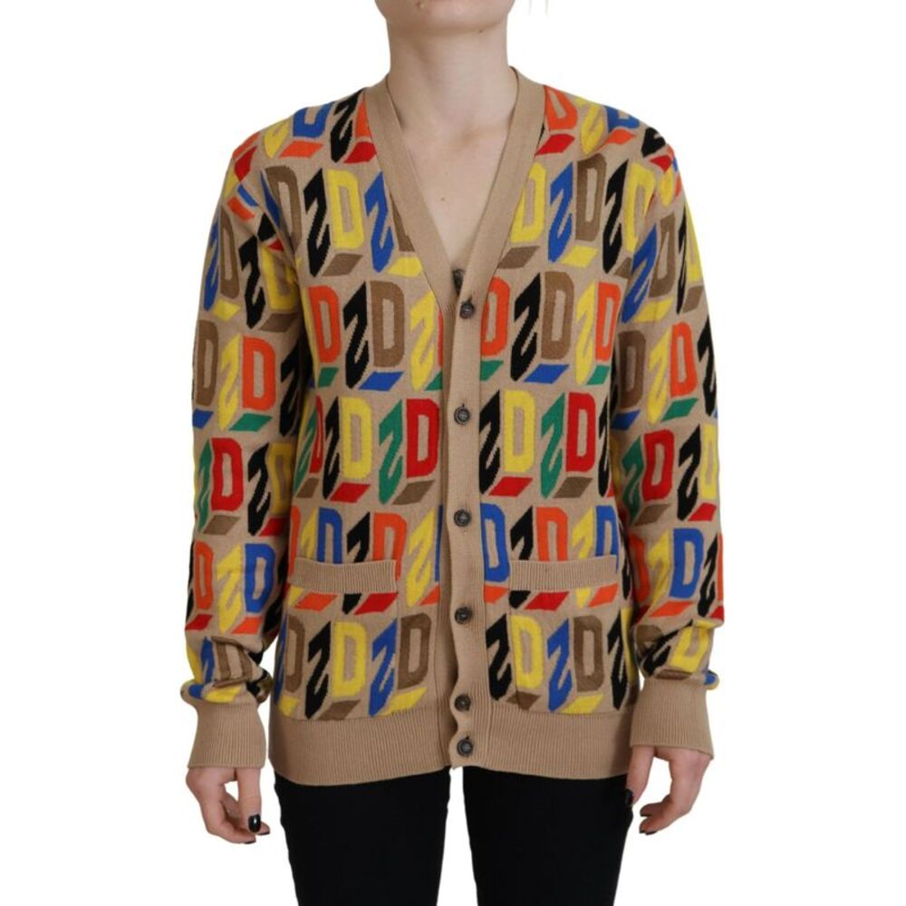 Dsquared² Brown Logo Long Sleeve Women Cardigan Women's Sweater